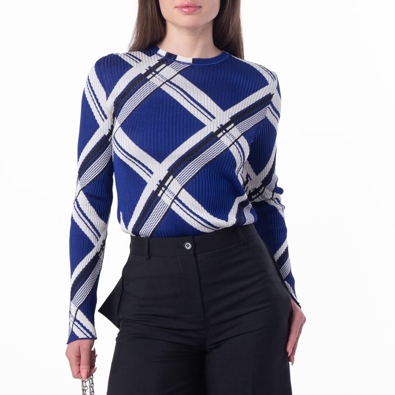 Check Jacquard Silk Sweater_Knight Ip Check