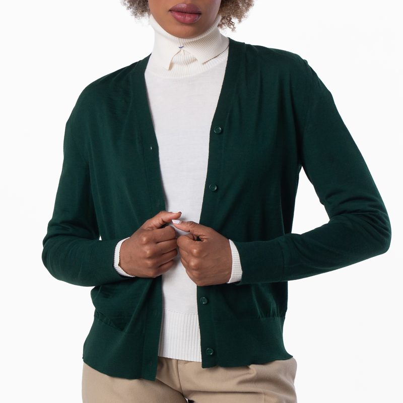 V-Neck Wool Knit Cardigan_Ivy