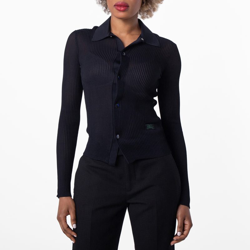 Womens Rib Knit Shirt_Black