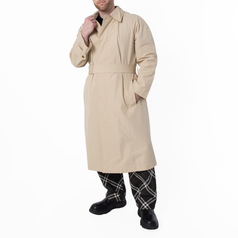 Mens EKD Logo Cotton Blend Trench Coat_Sand