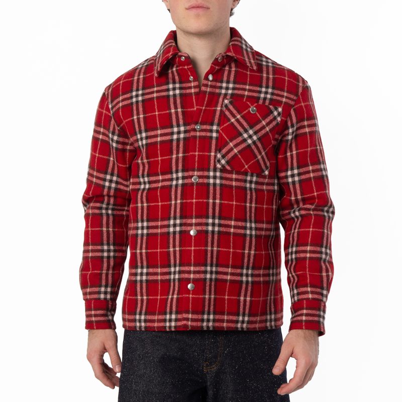 Check Wool Flannel Overshirt_Geranium Ip Check