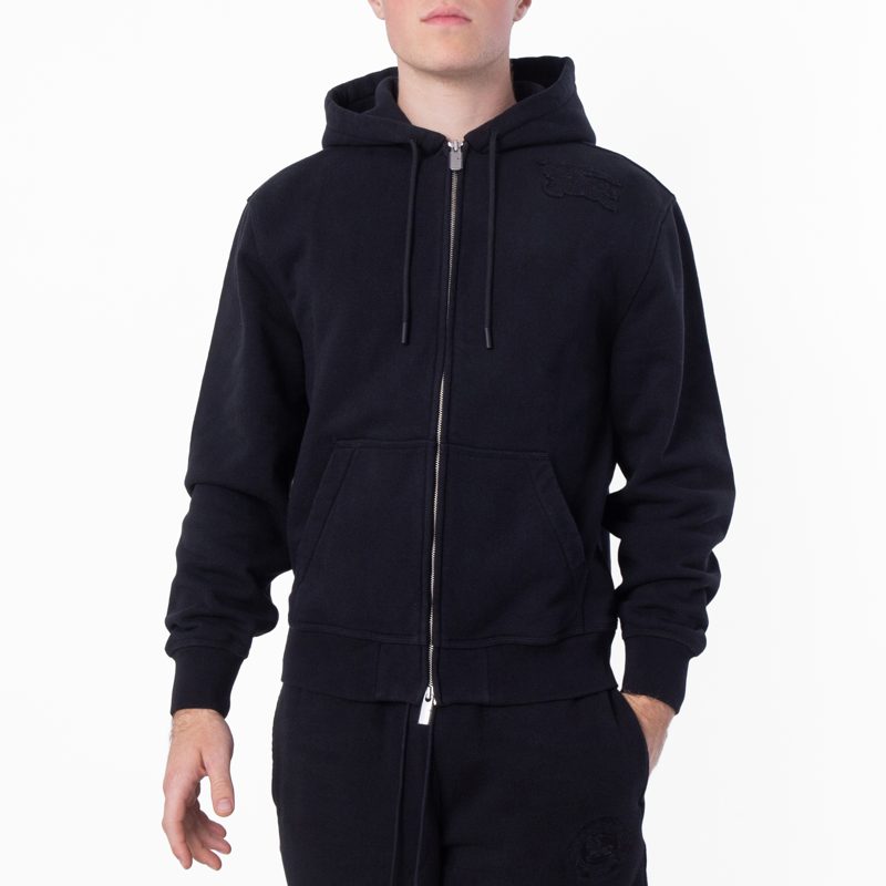 Equestrian Knight Patch Zip Hoodie_Black