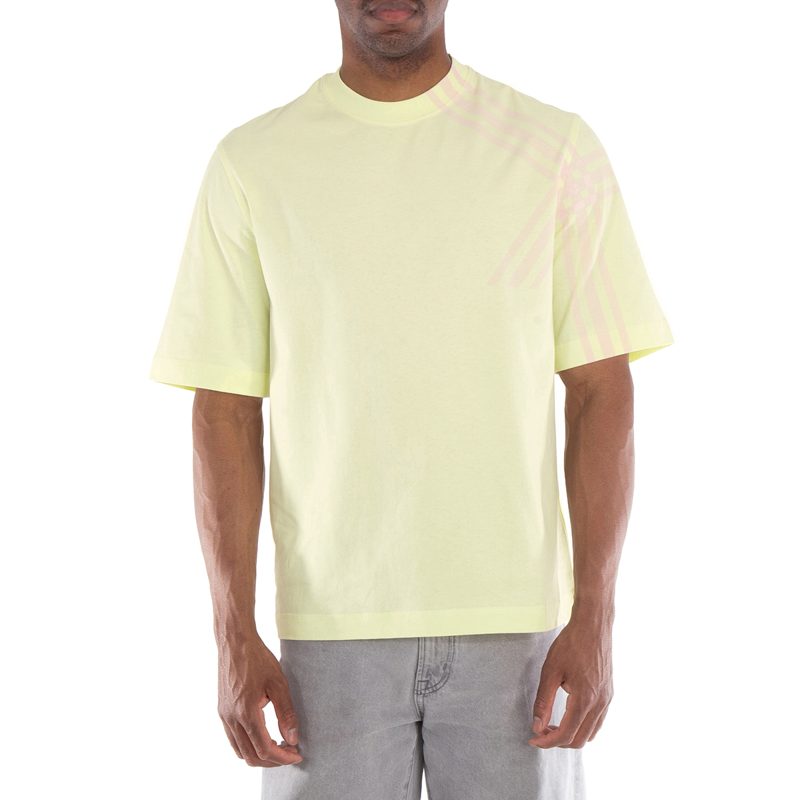 Check Sleeve Cotton T-shirt_Sherbet