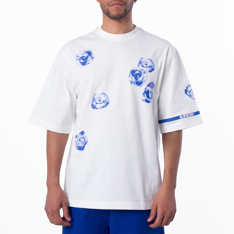 Rose Print Cotton Jersey T-Shirt_Rain
