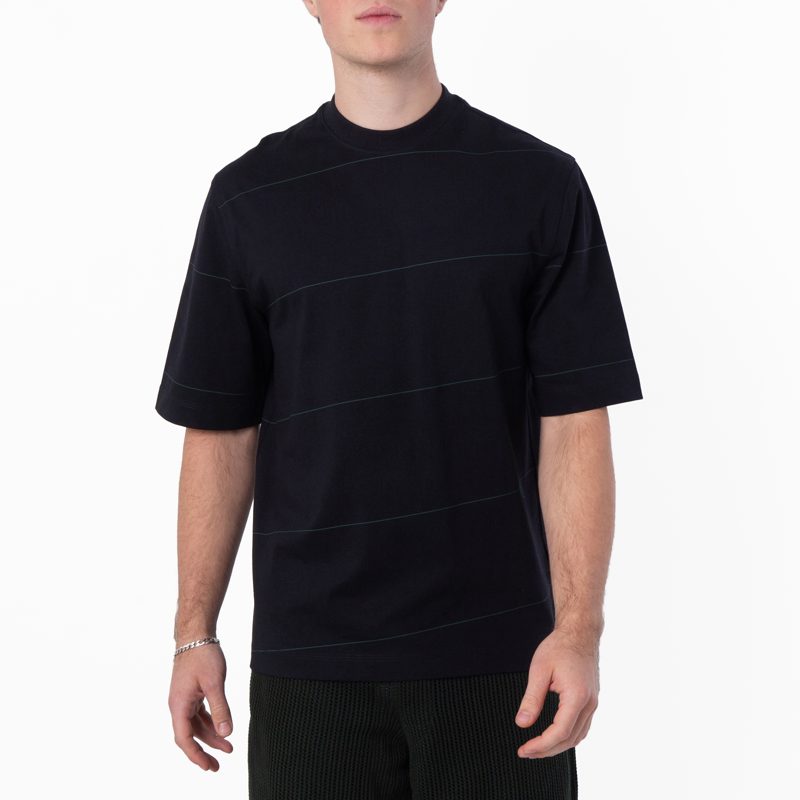 Striped Cotton Jersey T-Shirt_Black