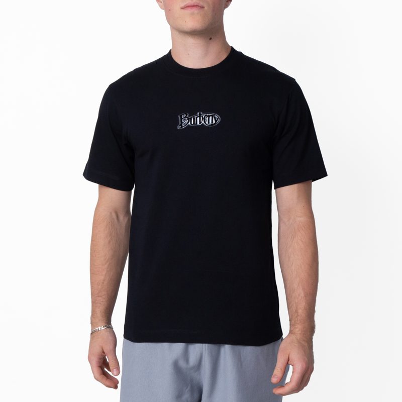 Mens Coal Flocked-Logo T-Shirt_Coal