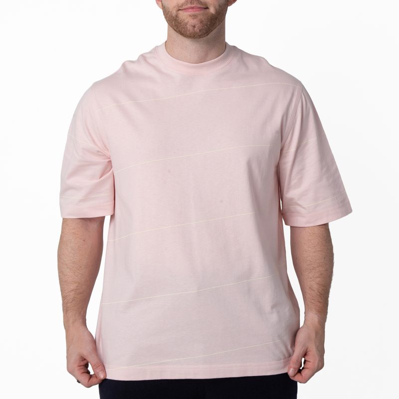 Mens Cameo EKD Logo Embroidered Striped T-Shirt_Cameo
