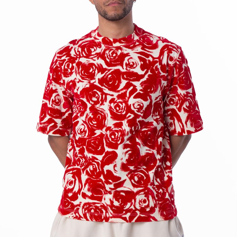 All Over Rose Print Cotton T Shirt_Pillar Ip Pattern