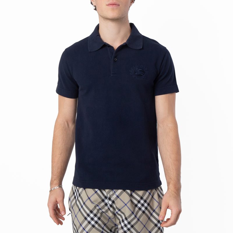 EKD-Embroidered Short Sleeved Cotton Polo Shirt_Storm