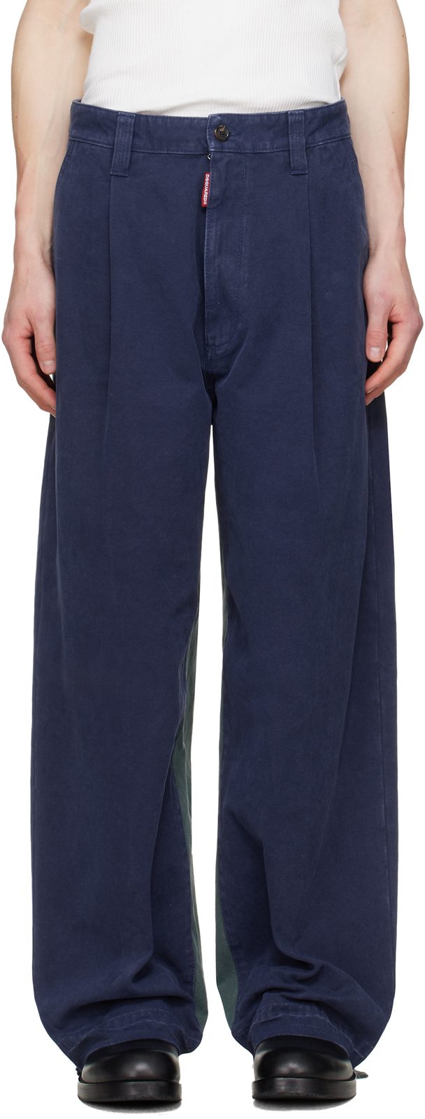Blue Re-Worked Colorblock Easy Zoot Trousers 261148M191000