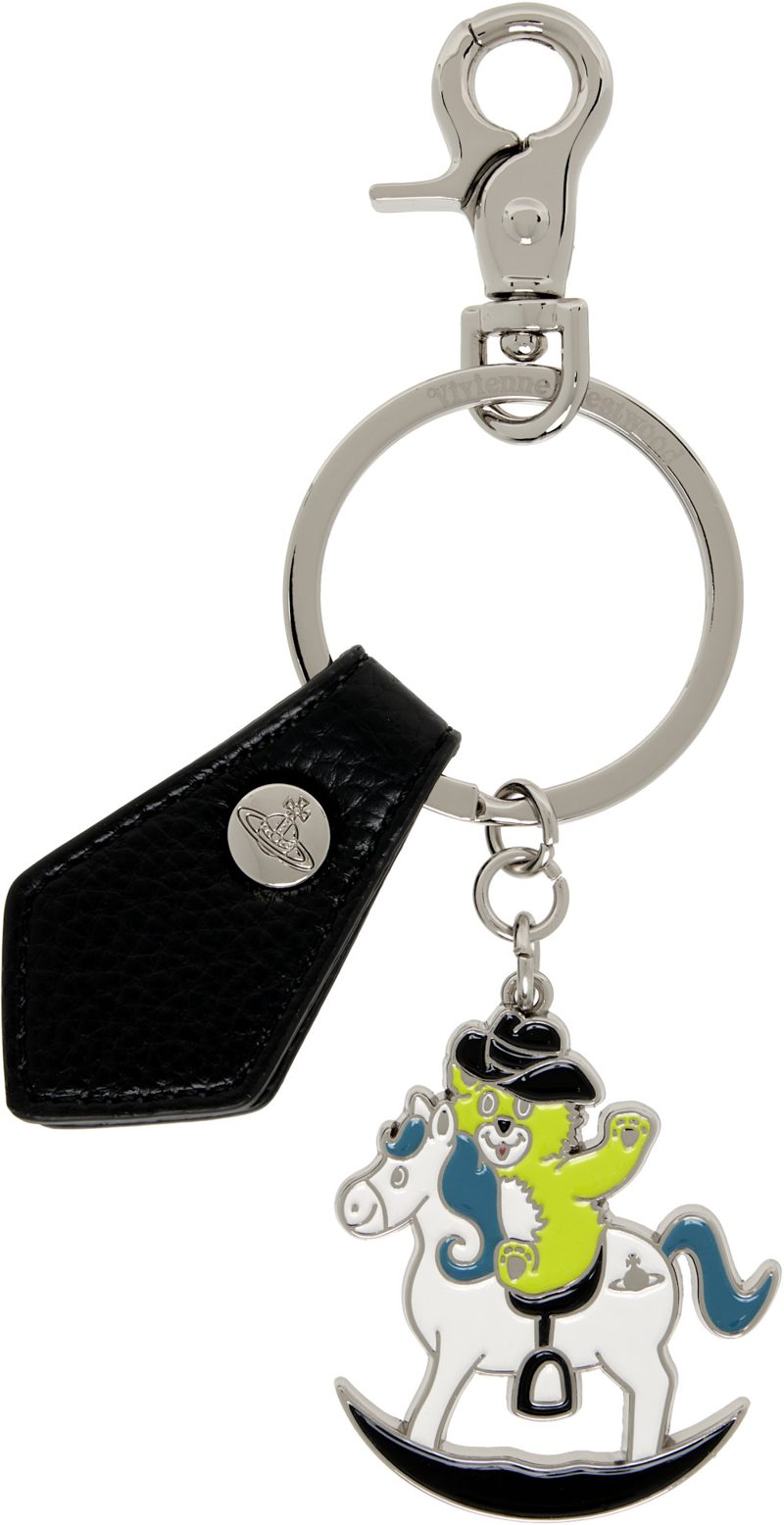 Silver & Black Rocking Horse Teddy Keychain 261314M148007