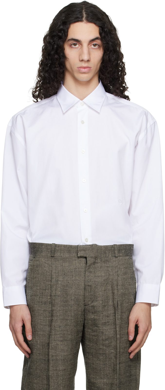 White Relaxed-Fit Cotton Poplin Shirt 261085M192058