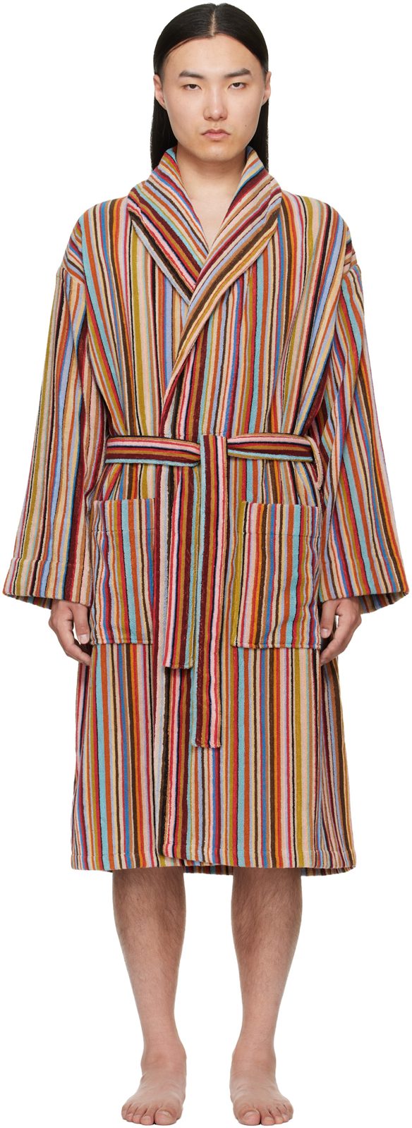 Paul Smith Multicolor Signature Stripe Woven Cotton Bathrobe 262260M219000