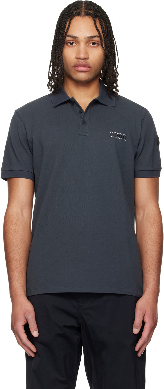 Gray Matt Black Logo Short Sleeve Polo 261111M212011