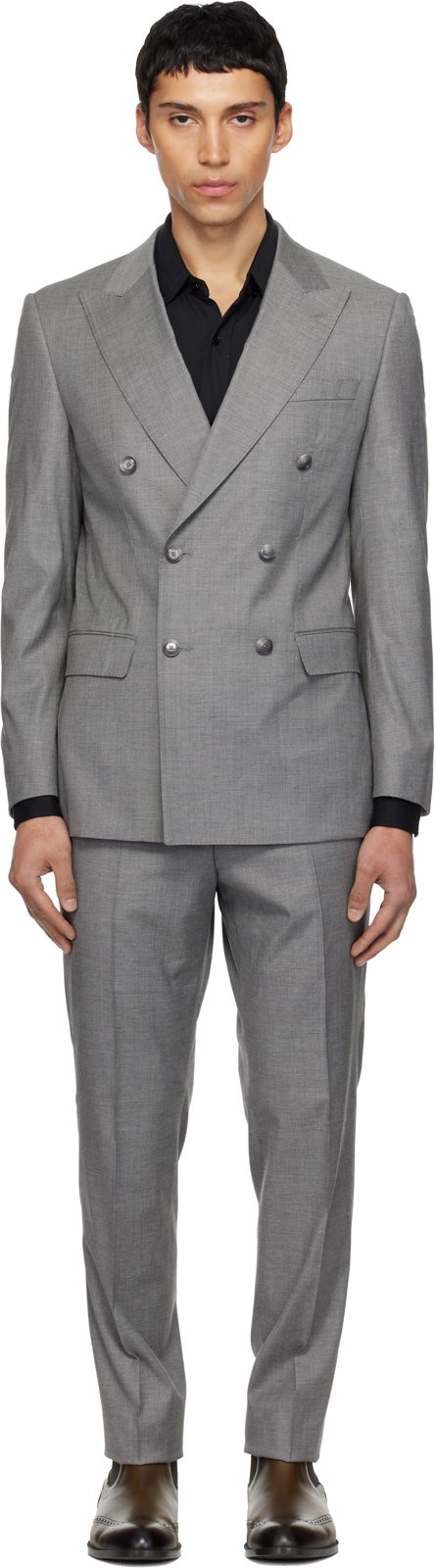 Gray Houndstooth Suit 261085M196003