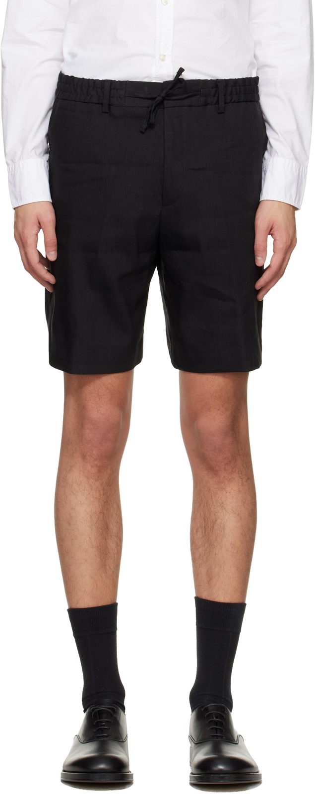 Black Relaxed-Fit Tech Linen Shorts 261085M193018
