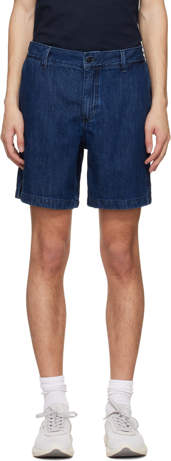 Blue Elasticized Waistband Denim Shorts 261085M193003