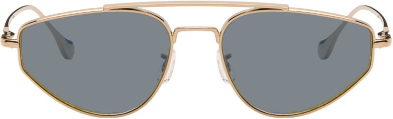 Gold Oliver Peoples Edition 5 Aviator Sunglasses 262249M134010