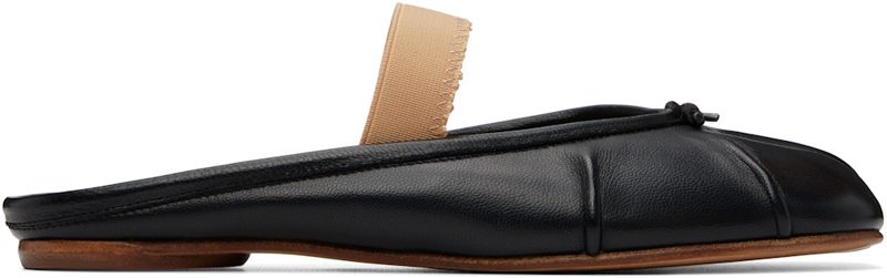 Black Tabi Elastic Band Mule Flats 261168F121008