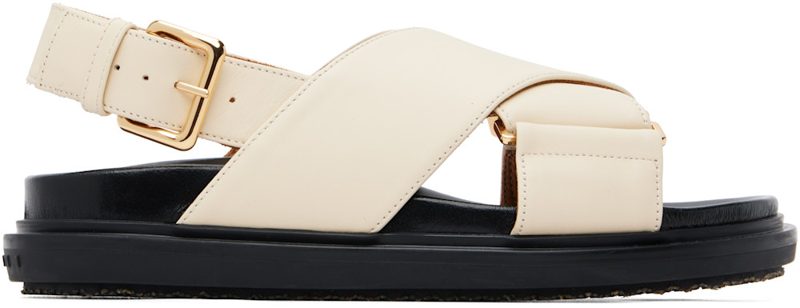 Marni [오프화이트] Leather Fussbett Sandals 261379F124010