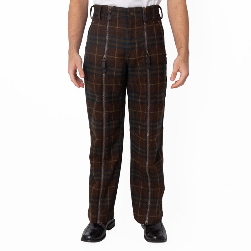 Check Virgin Wool Zip Trousers