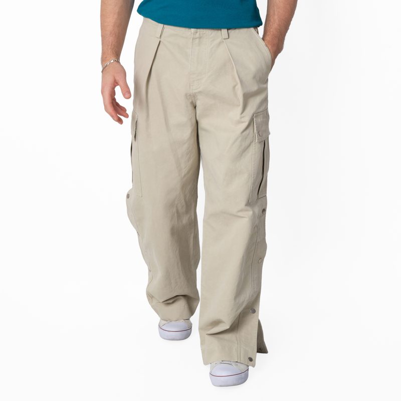 Wide Leg Cotton Cargo Trousers