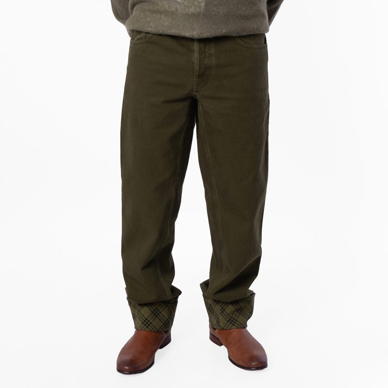 Check Pattern Turn Up Hem Jeans