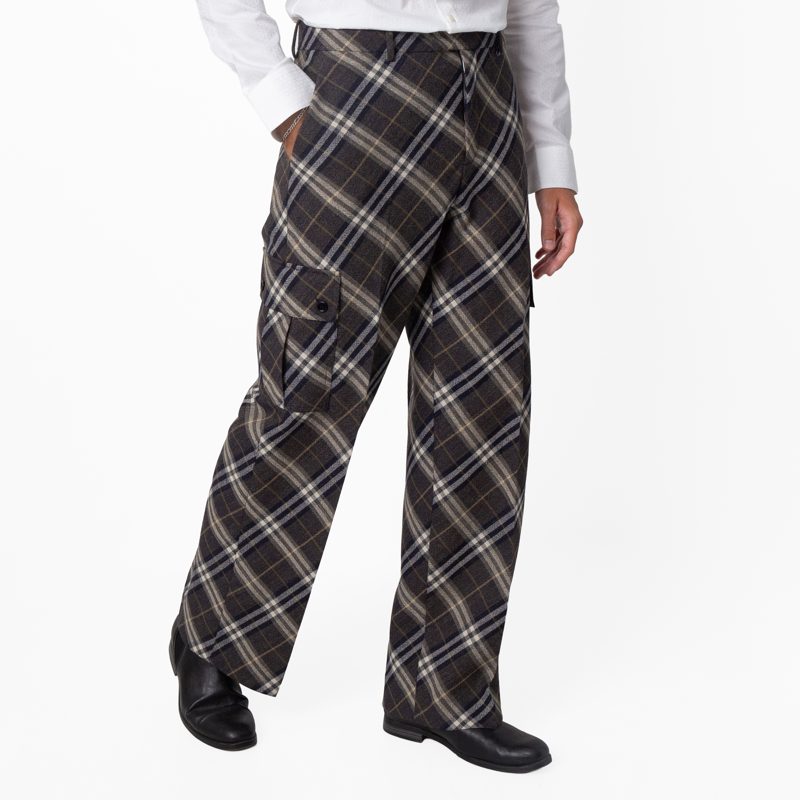 Check Wool Tailored Trousers