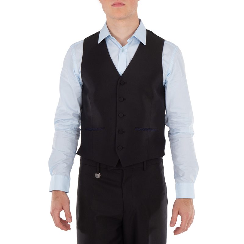 Wool-Silk Blend Waistcoat_Black