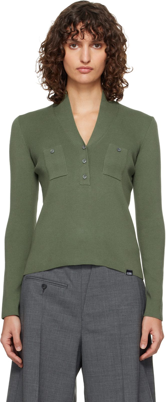 Khaki Cotton Sweater 261188F100004