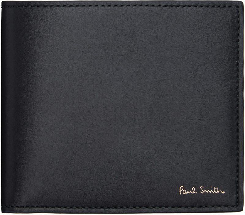 Paul Smith Black Leather Signature Stripe Interior Billfold & Coin Wallet 262260M164003