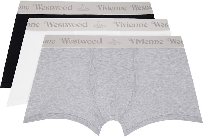 Three-Pack Multicolor Cotton Boxer Briefs 261314M216001