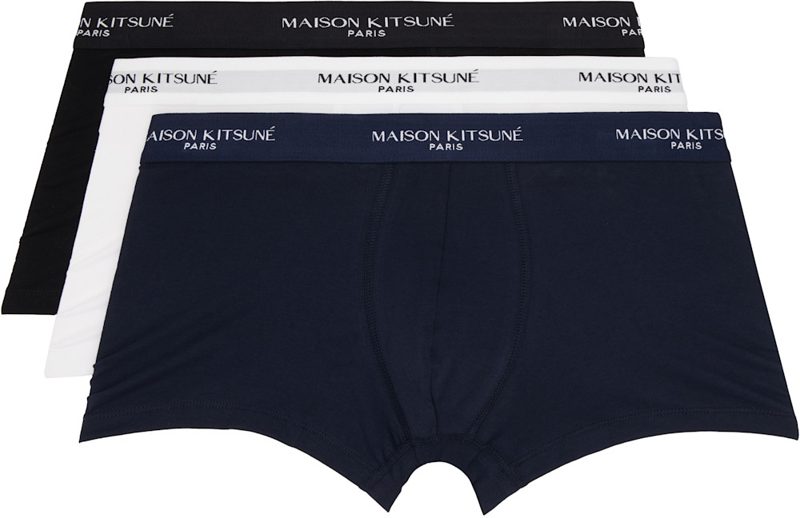 Three-Pack Multicolor Maison Kitsune Paris Boxer Briefs 261389M216000