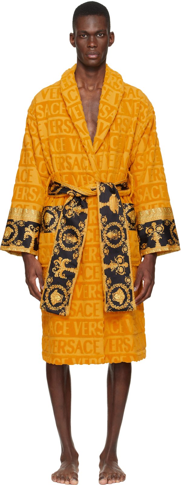 Yellow I Heart Baroque Bathrobe 261404M219008