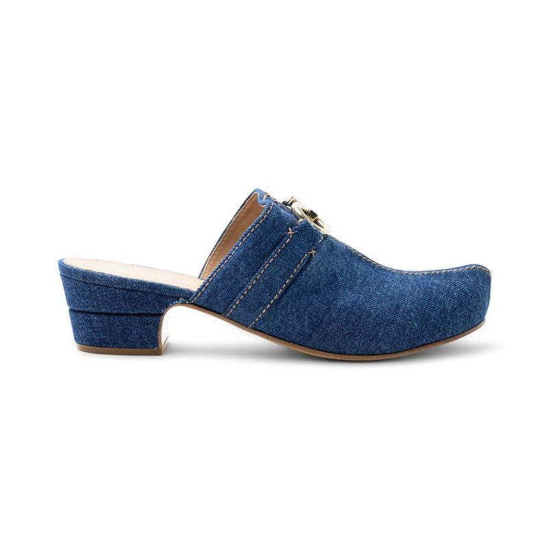 Womens Blue Clog Flats