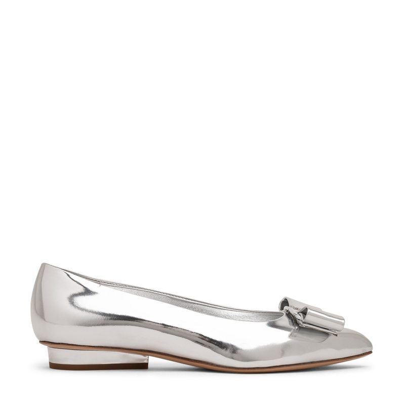 Salvatore Ladies Grey Viva Leather Ballet Flats