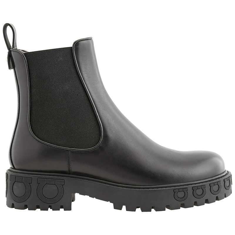 Salvatore Ladies Black Leather Gancini Sole Ankle Boot