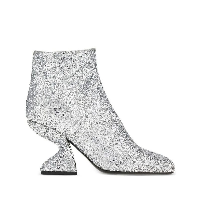 Womens Silver-tone Glitter Ankle boots boots