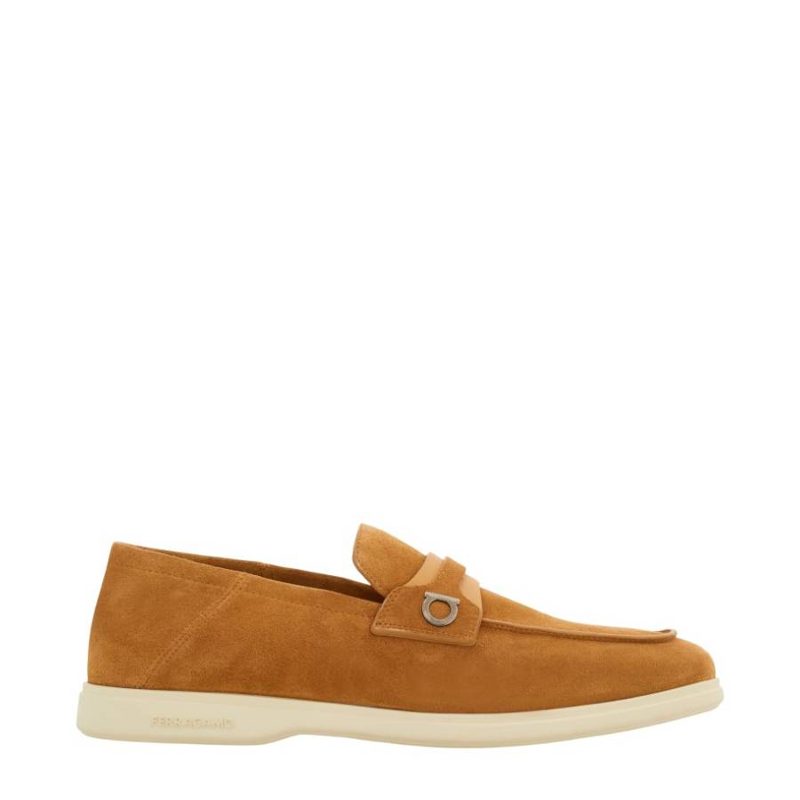 Gancini Ornament Suede Loafers