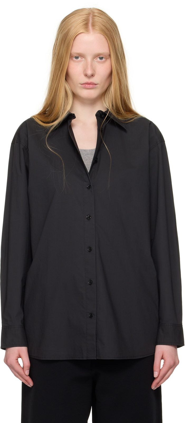 TOTEME Black Classic Tumbled Shirt 252771F109001