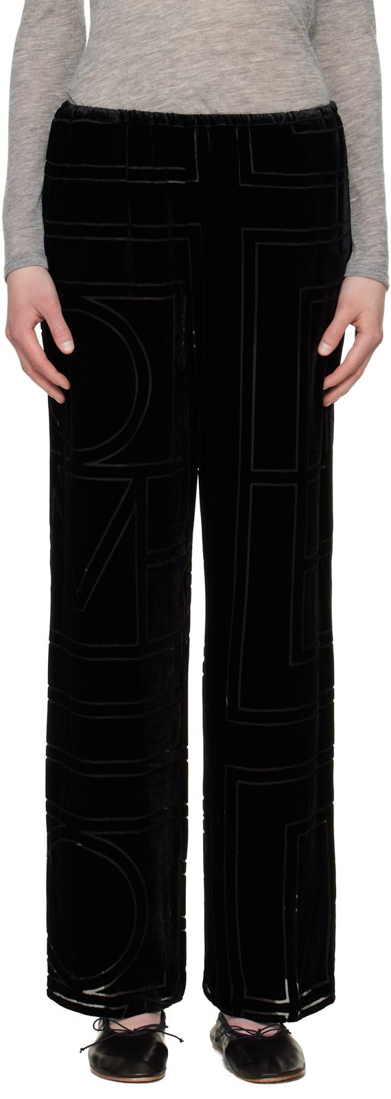 TOTEME Black Monogram Devore Lounge Pants 261771F086002