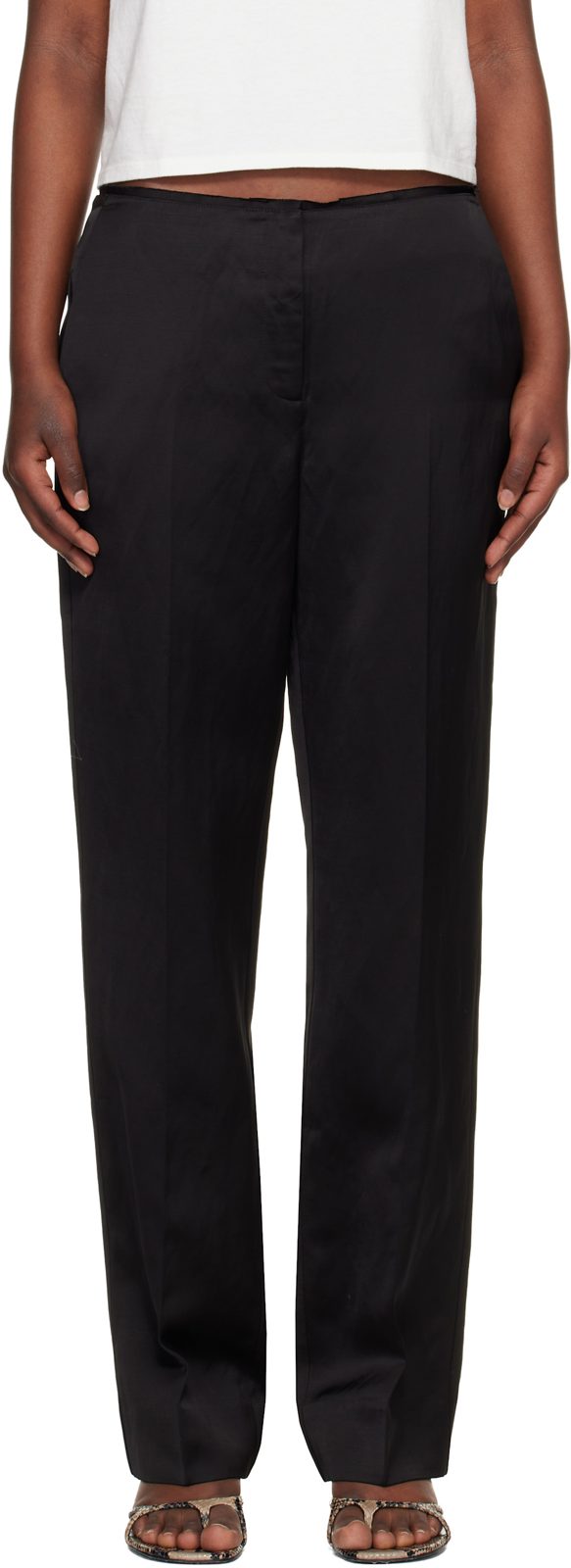 TOTEME Black Easy Raw Edge Trousers 261771F087018