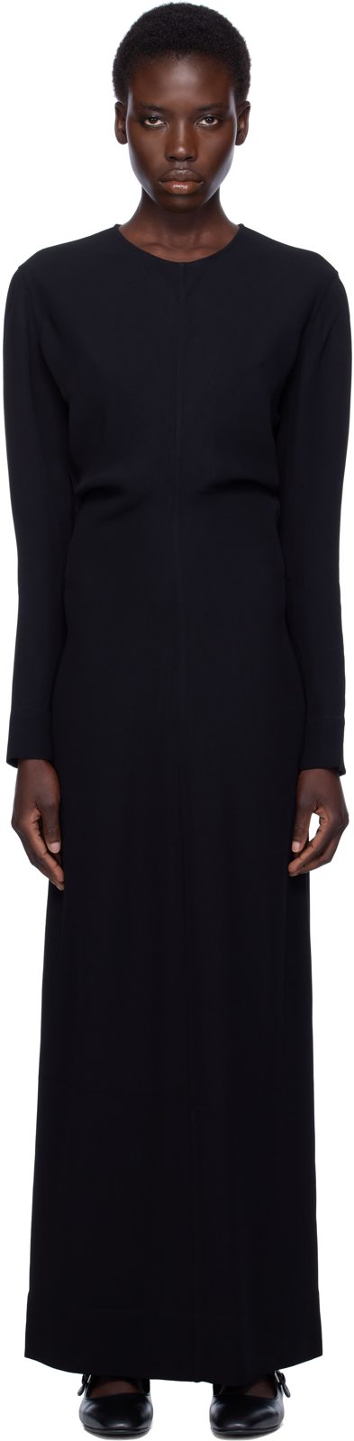 TOTEME Black Long-Sleeve Slouch Waist Maxi Dress 252771F055000