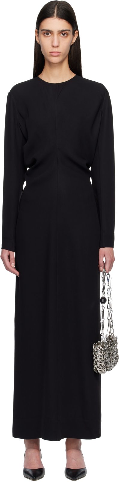 TOTEME Black Long-Sleeve Slouch Waist Maxi Dress 261771F055000