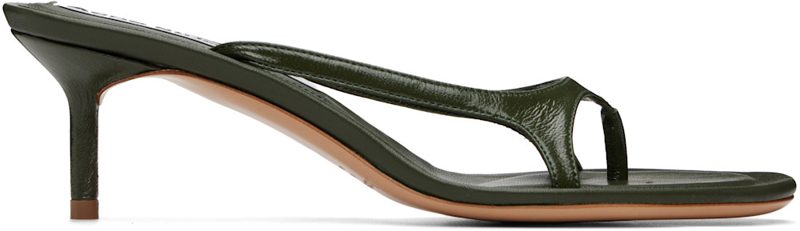 Khaki Kitten Heeled Sandals 262129F125001