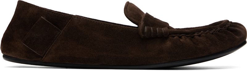 Brown Suede Saddle Loafers 262129M231000