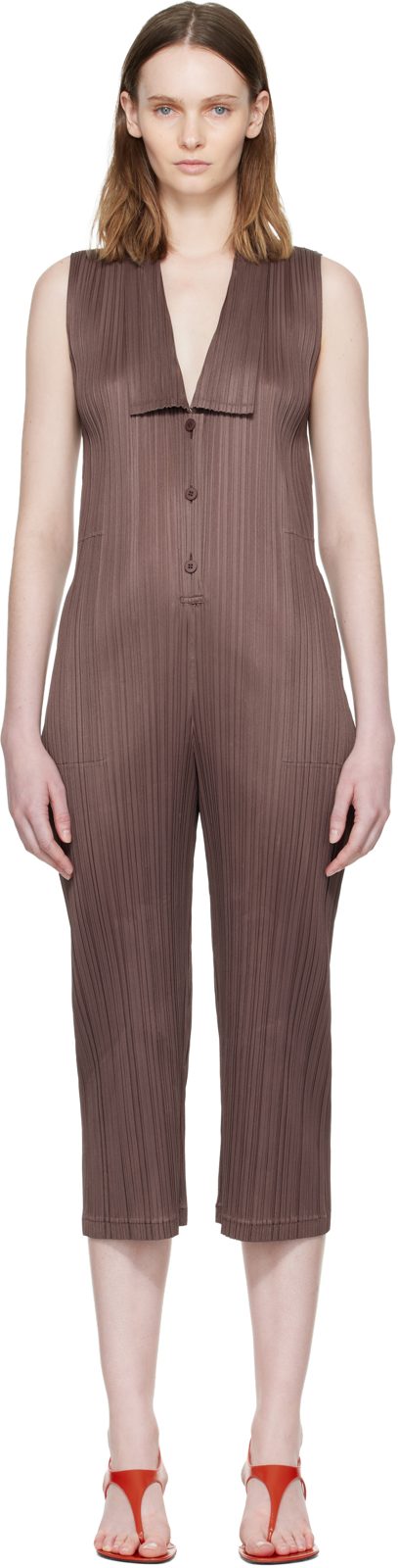 PLEATS PLEASE [이세이 미야케] Brown Loop Bottoms Jumpsuit 262941F070000