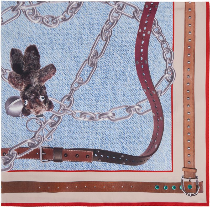 Blue Printed Silk Scarf 261129F029003