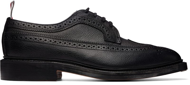 Black Leather Sole Longwing Brogues 262381M225004