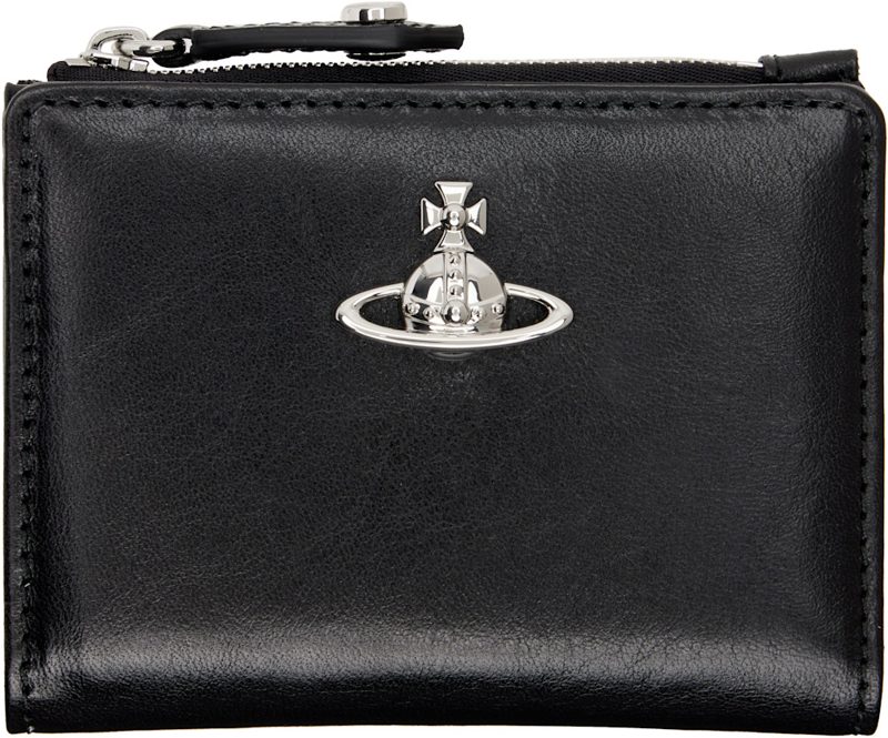 Black Slim Flap Card Holder 261314M163109
